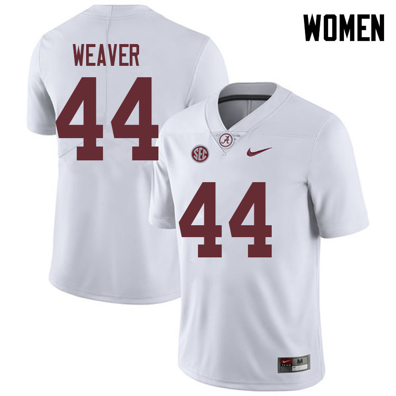 Alabama Crimson Tide Women's Cole Weaver #44 White NCAA Nike Authentic Stitched 2018 College Football Jersey JJ16U71TD